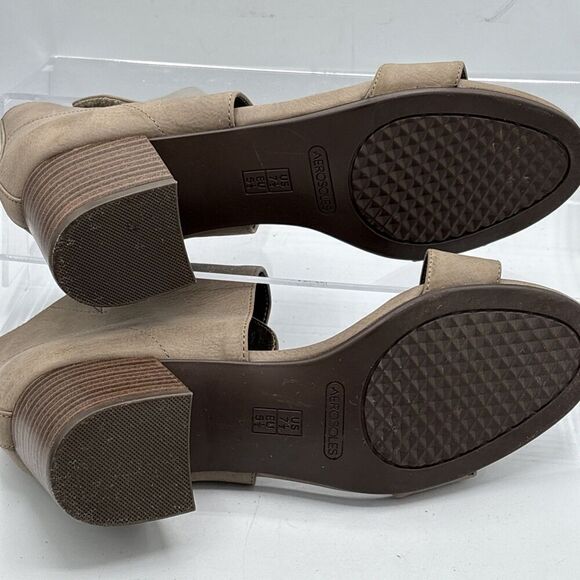 Aerosoles Women's Midpoint Dress Pump ankle wrap open toe Women’s 7.5 Taupe - Picture 9 of 11